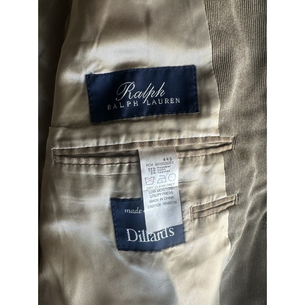 Ralph Ralph Lauren Corduroy Jacket Blazer Tan Men's Size 44S Sport Coat - Picture 9 of 9